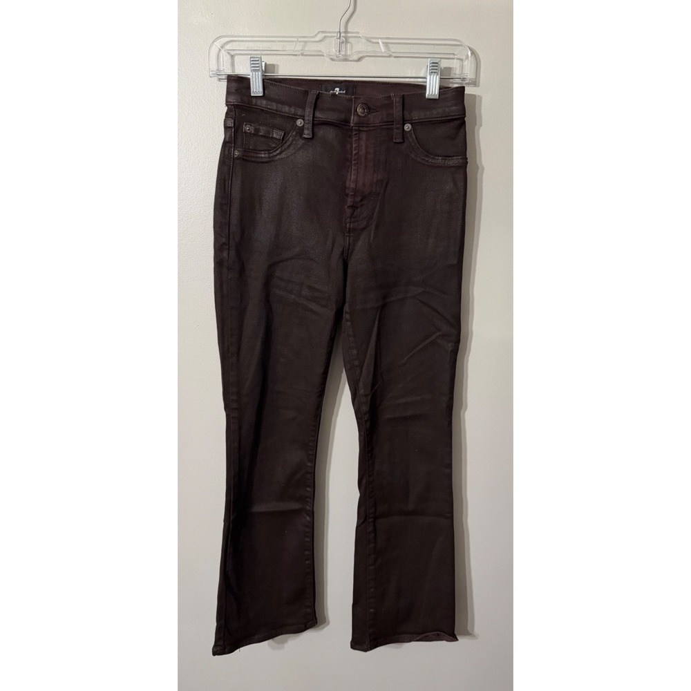 7 For All Mankind Coated High Waist Skinny Jeans Brown‎ Size 24